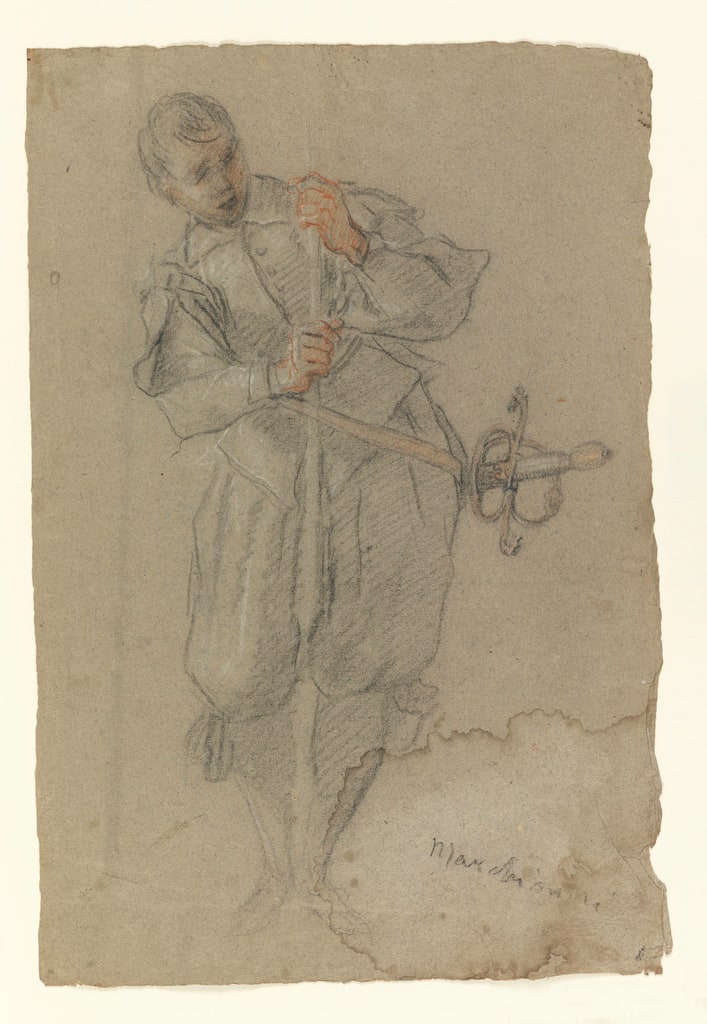 Drawing, Soldier loading his gun, ca. 1720