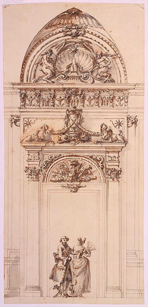 Drawing, Design for a Doorway to the Grand Gallery of the Villa Albani, 1755–56