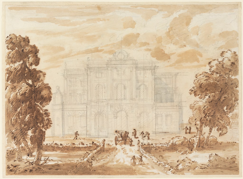 Drawing, Carriage Approaching a Villa, 1755–60