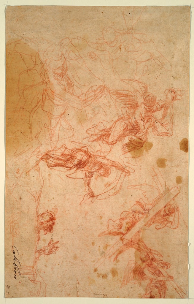 Drawing, Angels Carrying the Holy Cross and Shroud., 1661–66