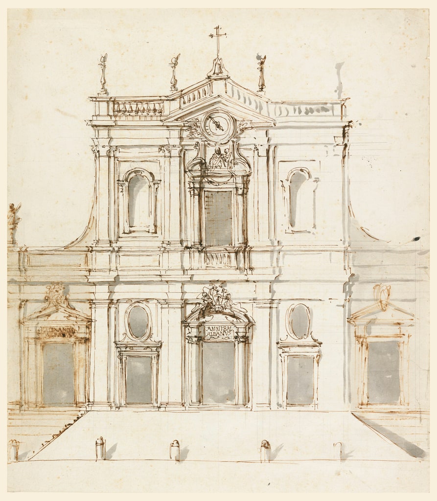 Drawing, Façade with the Albani Arms, 1730s
