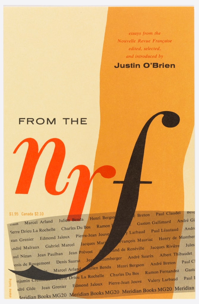 Book Cover, From the NRF (Nouvelle Revue Français), ca. 1958