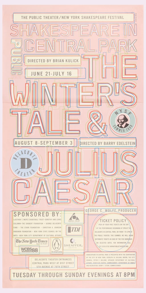 Poster, Shakespeare in the Park 2000: The Winter's Tale/Julius Caeser, The Public Theater, 2000