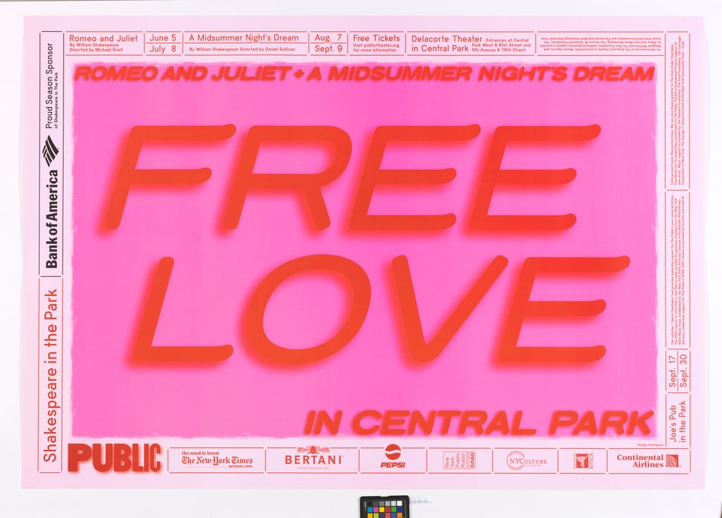 Poster, Shakespeare in the Park 2007: Romeo and Juliet/A Midsummer Night's Dream, The Public Theater, 2007
