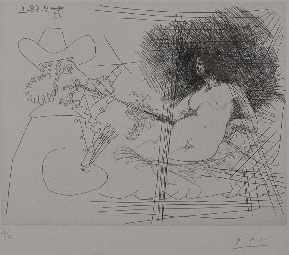 Artist Painting Nude and Small Dog