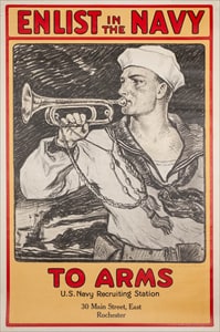 Poster: Enlist in the Navy - To Arms Poster: Enlist in the Navy - To Arms - U.S. Navy Recruiting Station - 30 Main Street, East, Rochester