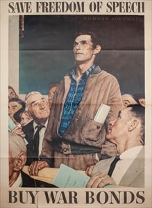 Poster: Save Freedom of Speech - Buy War Bonds