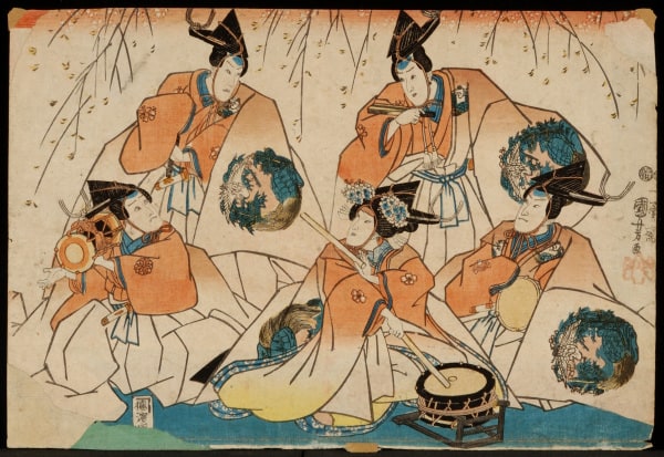 Five Actors under Blossoms