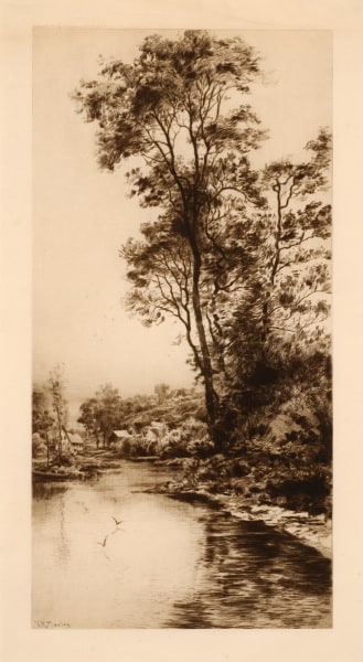 Untitled (Winding river, village)