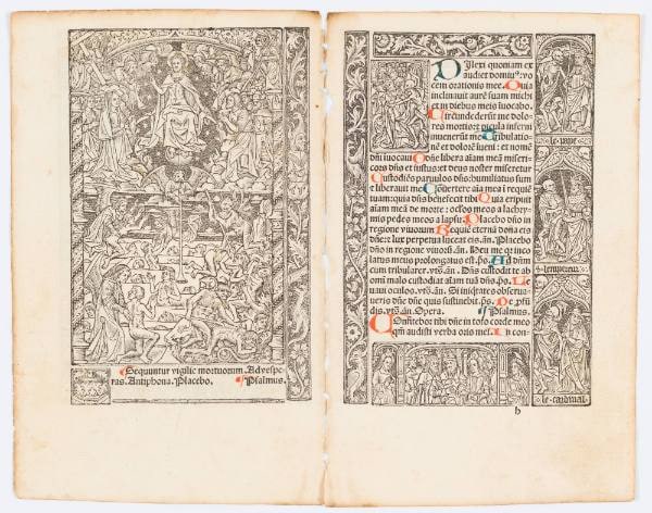 2 pages from Book of Hours (Heures a l'usaige de Romme)