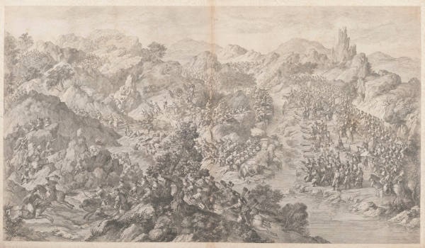 Battle Scene in a Rocky Mountainous Region