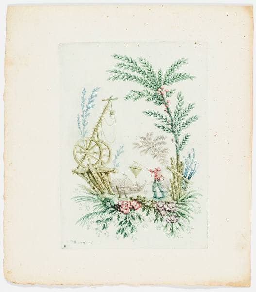 Chinese Arabesque with Fisherman Holding a Net
