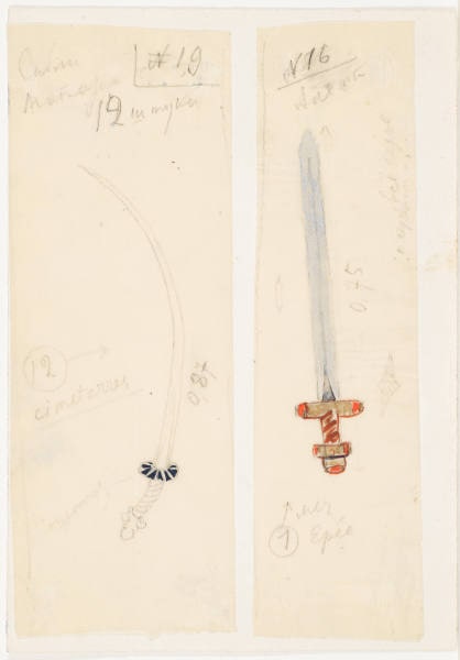 Designs for a Saber and a Sword for the Ballet "Bogatyri"