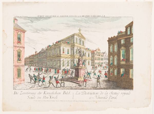 Destruction of the Royal Statue in New York ( La Destruction de la Statuë royale a Nouvelle Yorck)