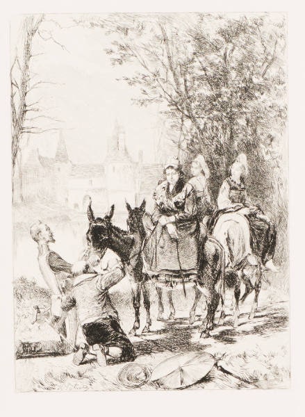Don Quixote Meets Three Country Wenches