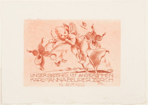 (Ex Libris) Unser Berthel Ist Angekommen/Karl Und Anna Beurer Zurich