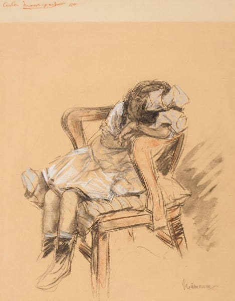 Little Girl Asleep in Arm Chair