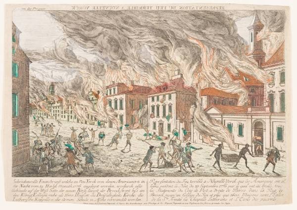 Representation of the Great Fire in New York (Representation du feu terrible a Nouvelle Yorck)