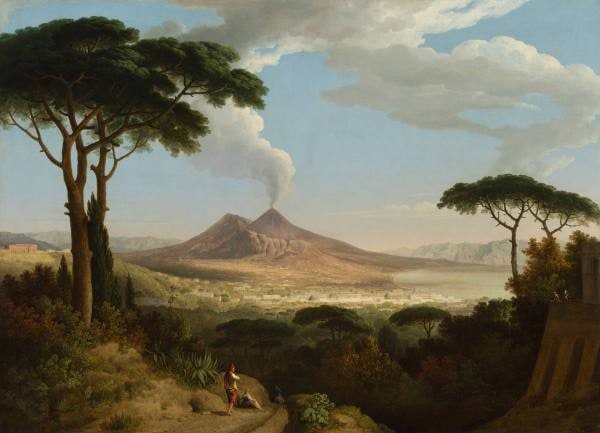 A View of Naples with Mount Vesuvius Erupting