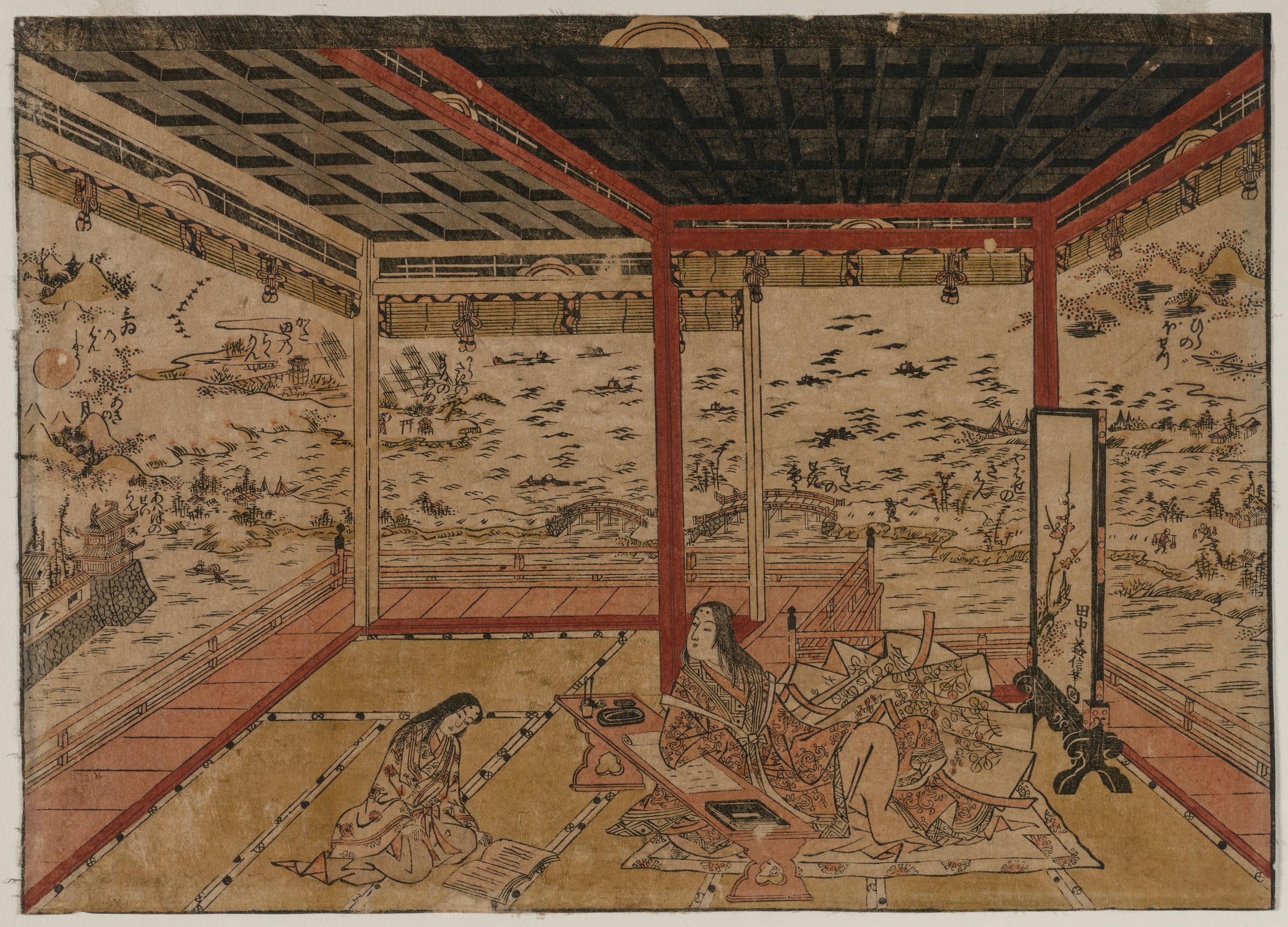 Lady Murasaki at Ishiyama Overlooking a Panorama with Eight Views of Lake Biwa