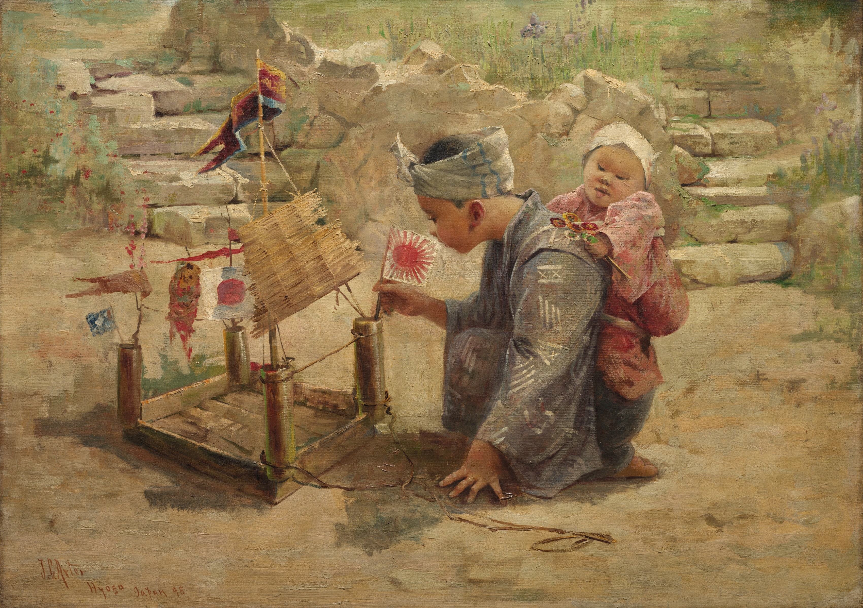 Japanese Boy Building a Man-of-War