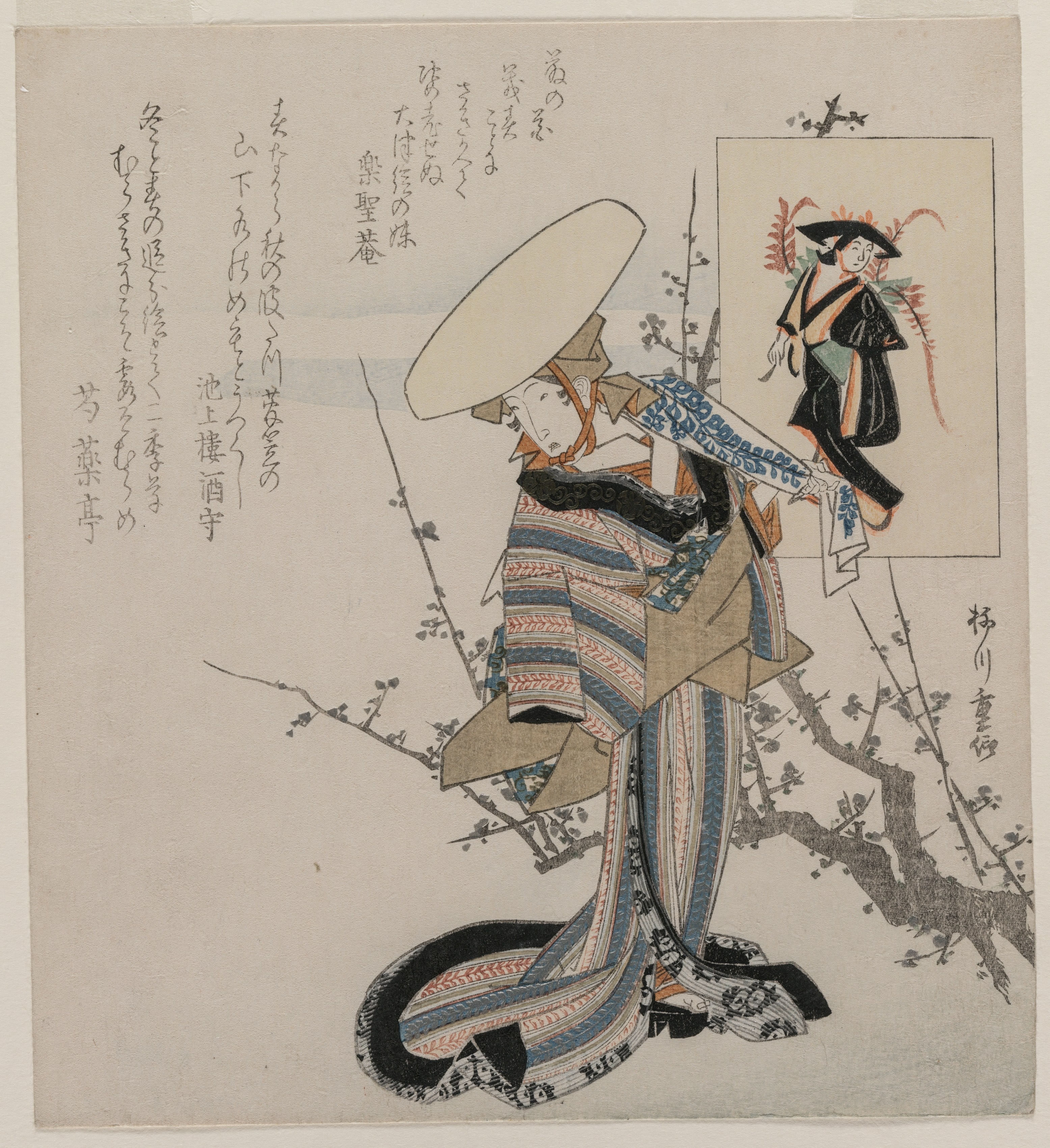 Woman by a Plum Tree Matched with the Wisteria Maiden (from a series of women compared to figures from Otsu paintings)