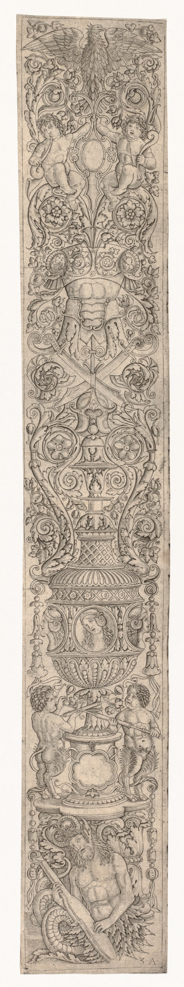 Ornament Panel: Triton and Two Infant Satyrs