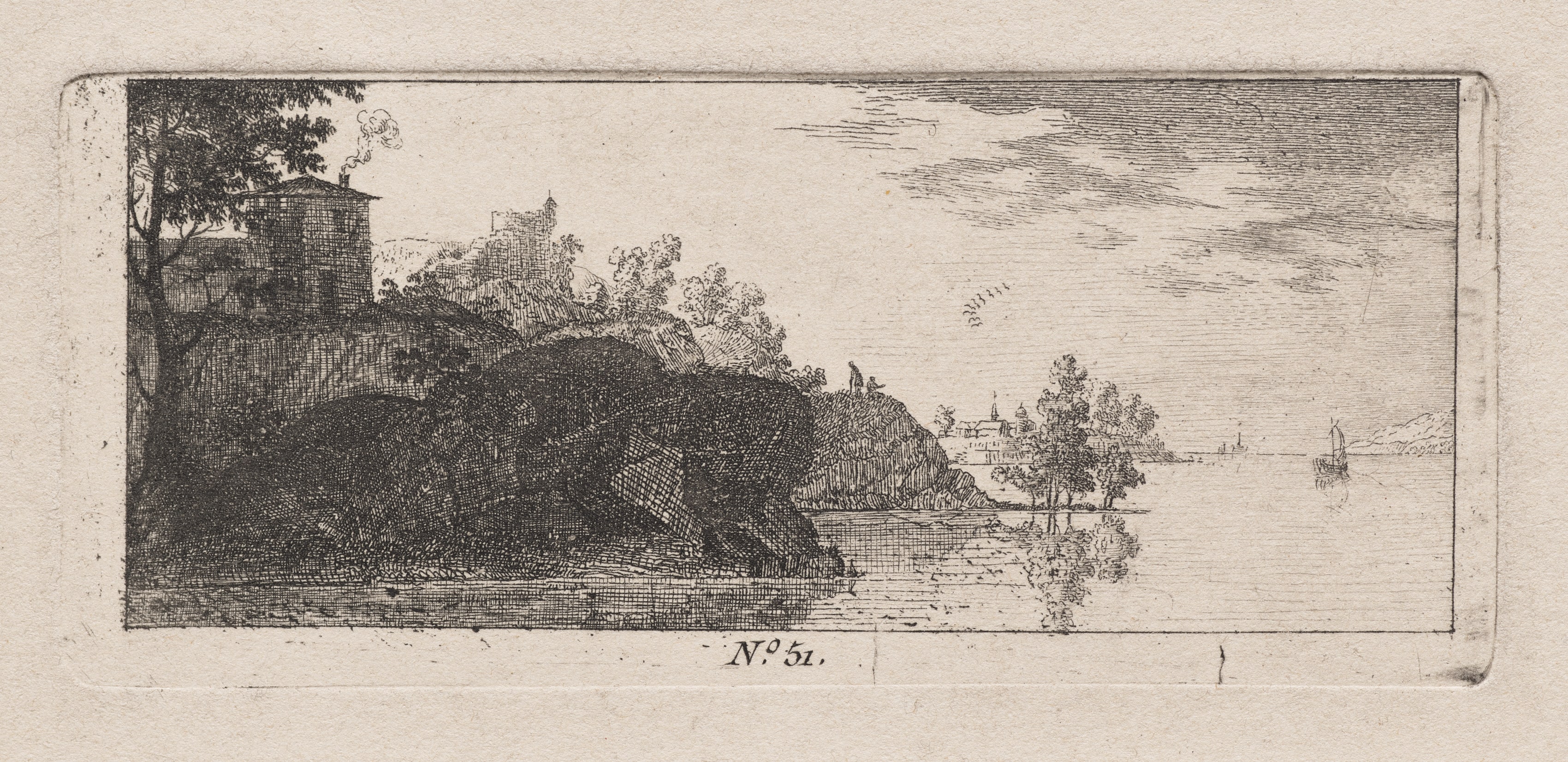 Cottage on a Rocky Promentory along a River