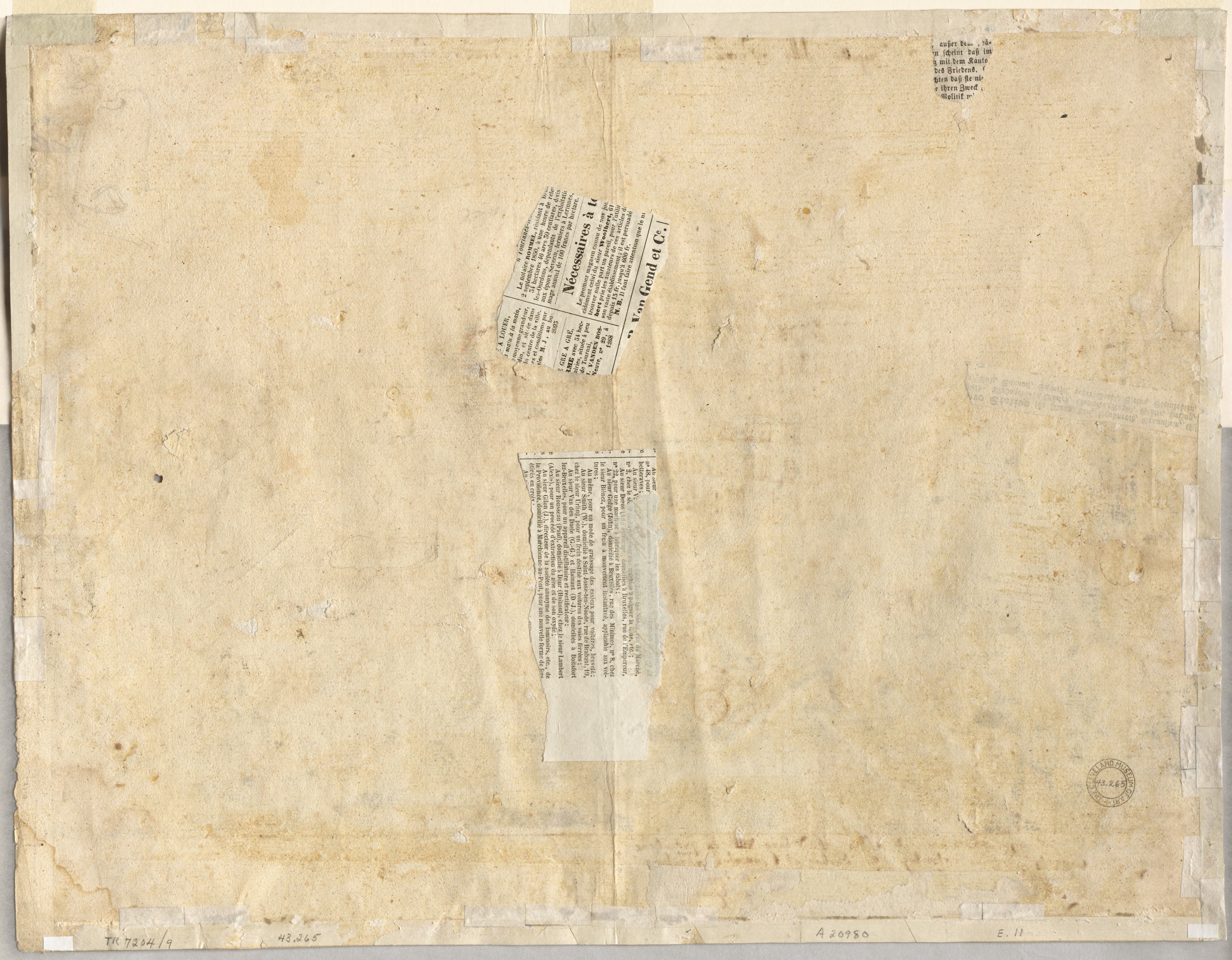 Tracing of a Fountain from Recto and Sketches of Two Faces (verso)