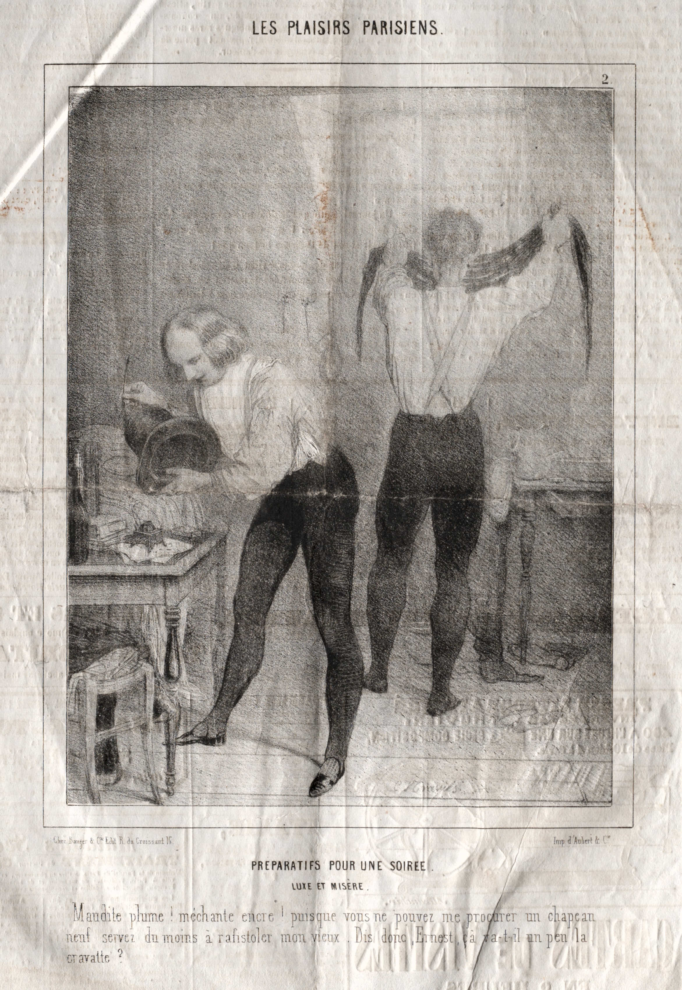 Les Plaisirs Parisiens:  Preparatifs pour une soiree.  Luxe et misère.  Maudite plume!  mèchante encre!...