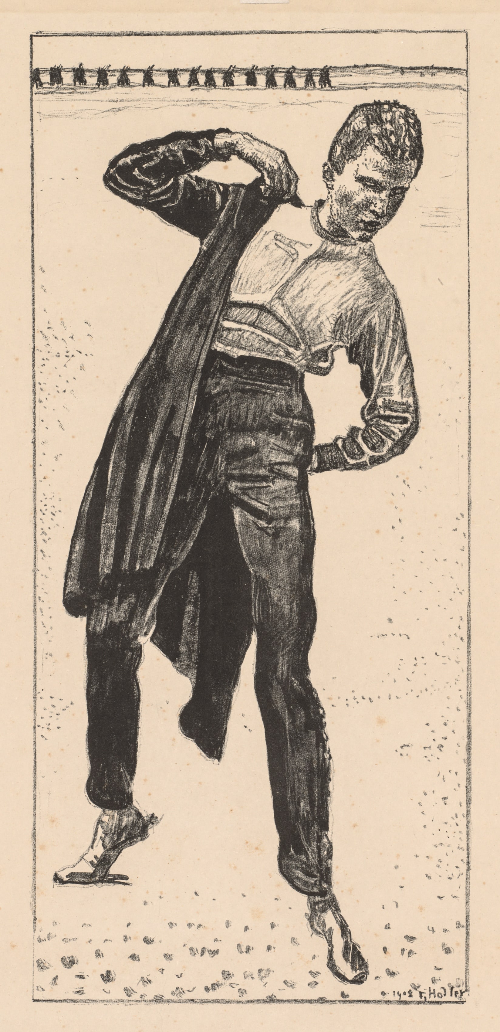 Student Putting on His Coat