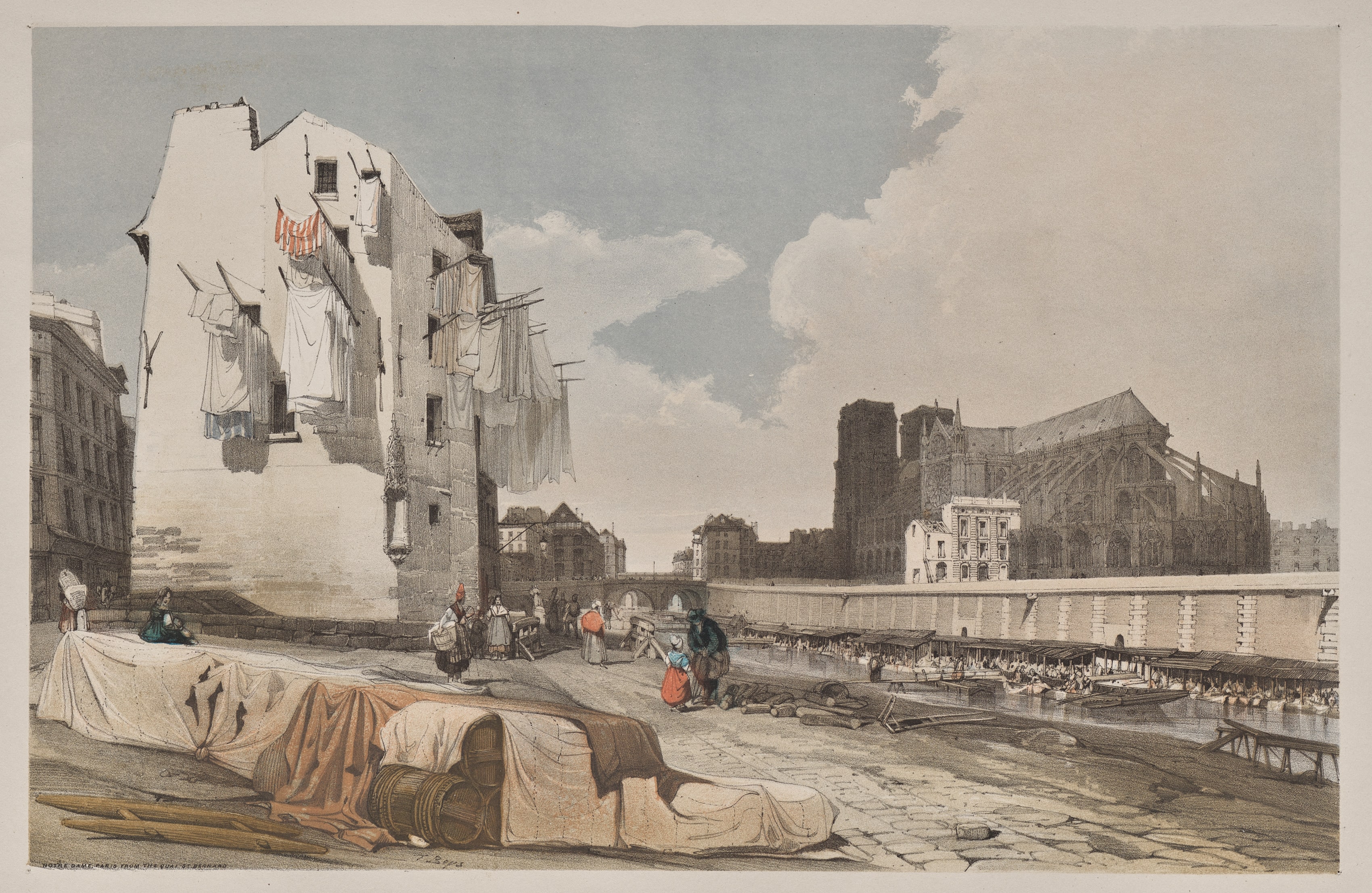 Picturesque Architecture in Paris, Ghent, Antwerp, Rouen:  Nôtre Dame, Paris, from the Quai St. Bernard