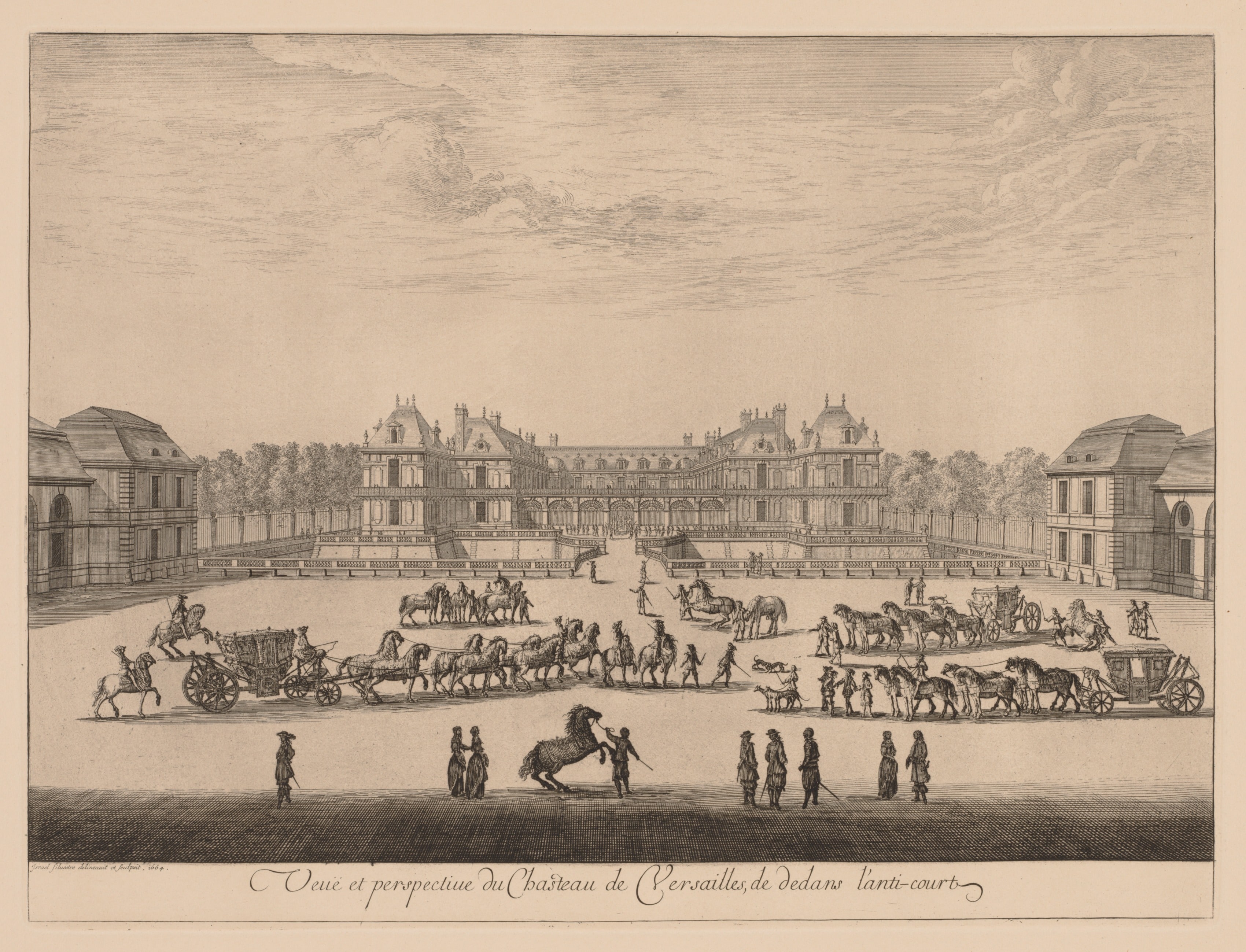 Vue et perspective du Château de Versailles, de dedans l'anti-cour