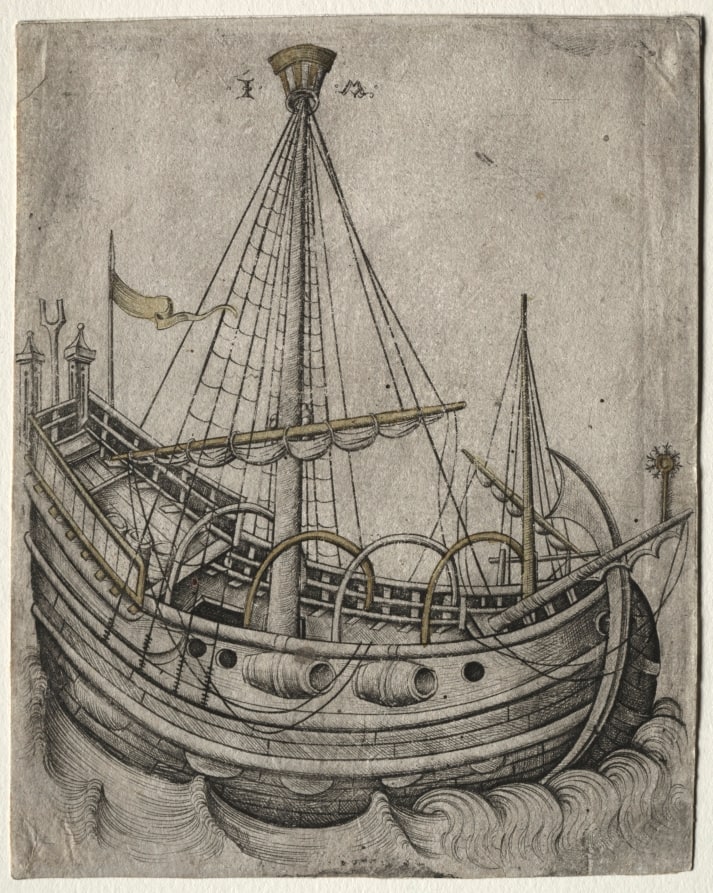 A Ship Moving Toward the Right