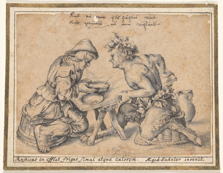 The Peasant Who Blew Hot and Cold (copy after Aegidius Sadeler)