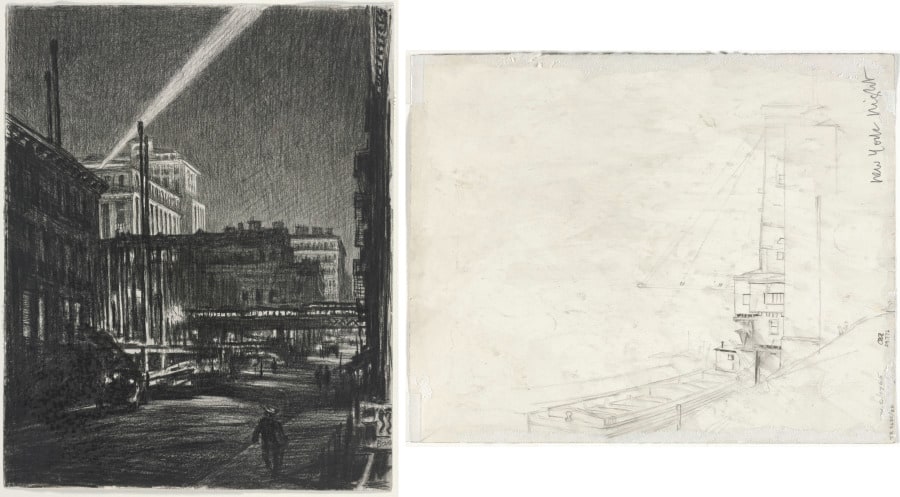 New York Night (recto) Study for New York Night (verso)