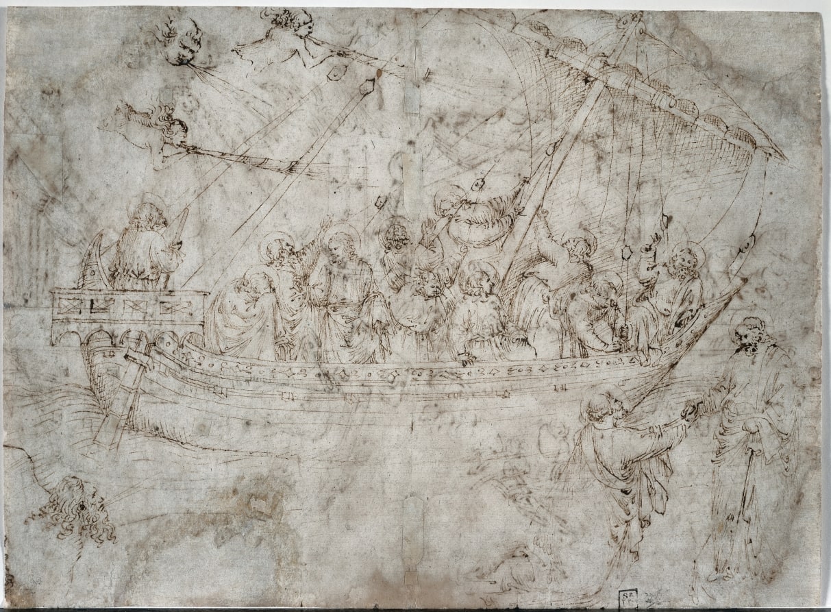 Two Drawings of Ships (verso)