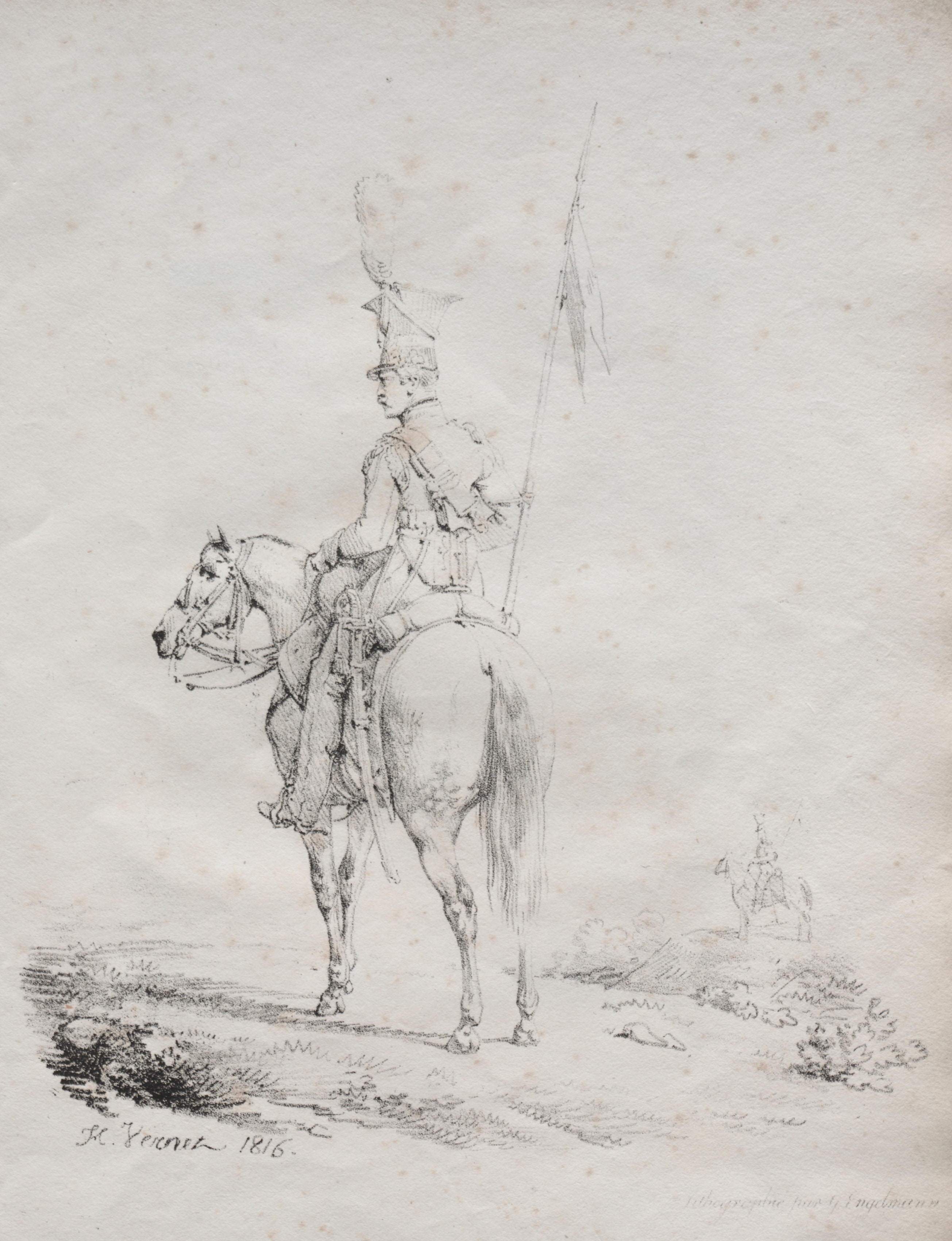 Receuil d'essais lithographiques:  Le Lancier en Vedette