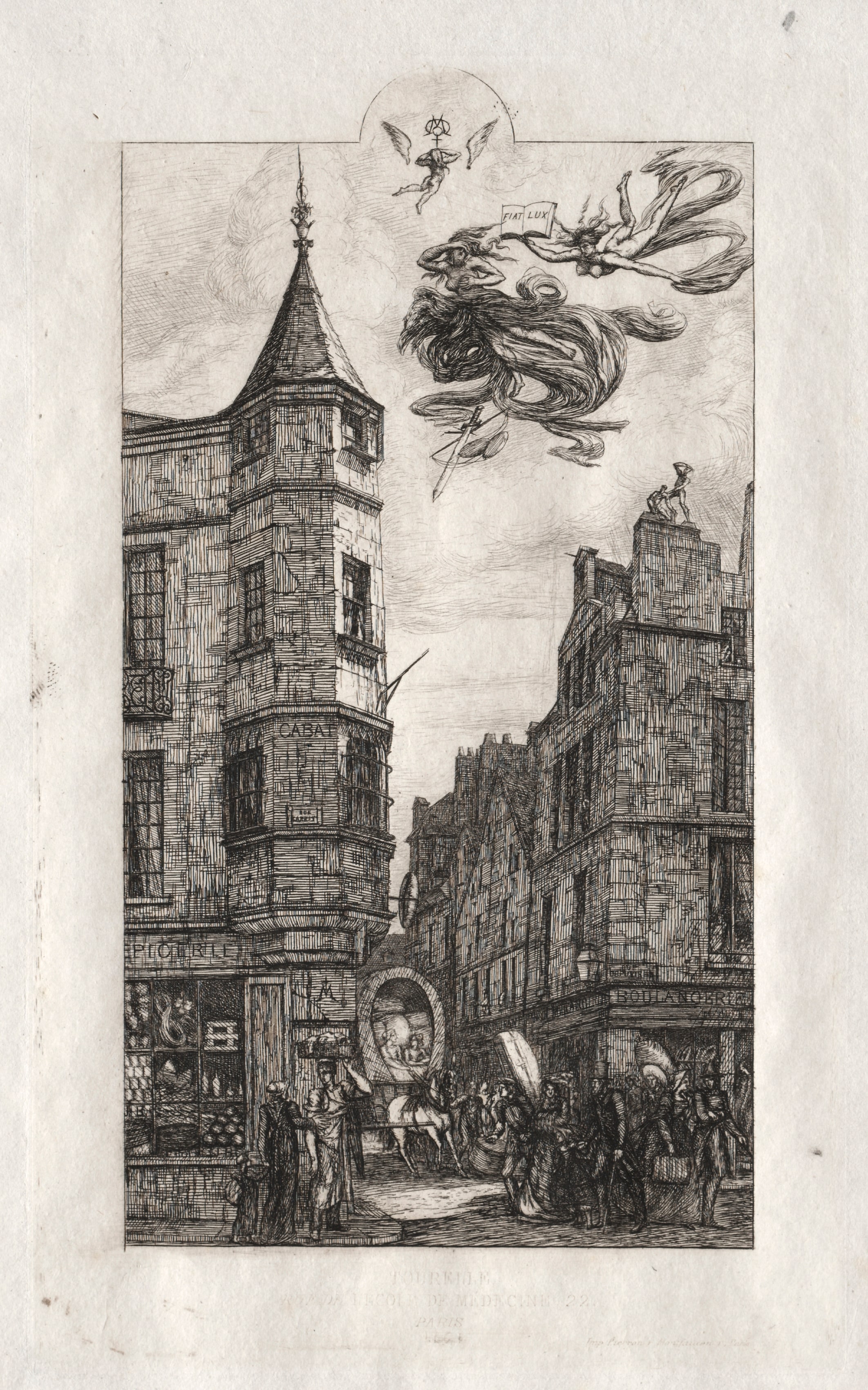 Etchings of Paris:  Tourelle, rue de l'Ecole de Médicine