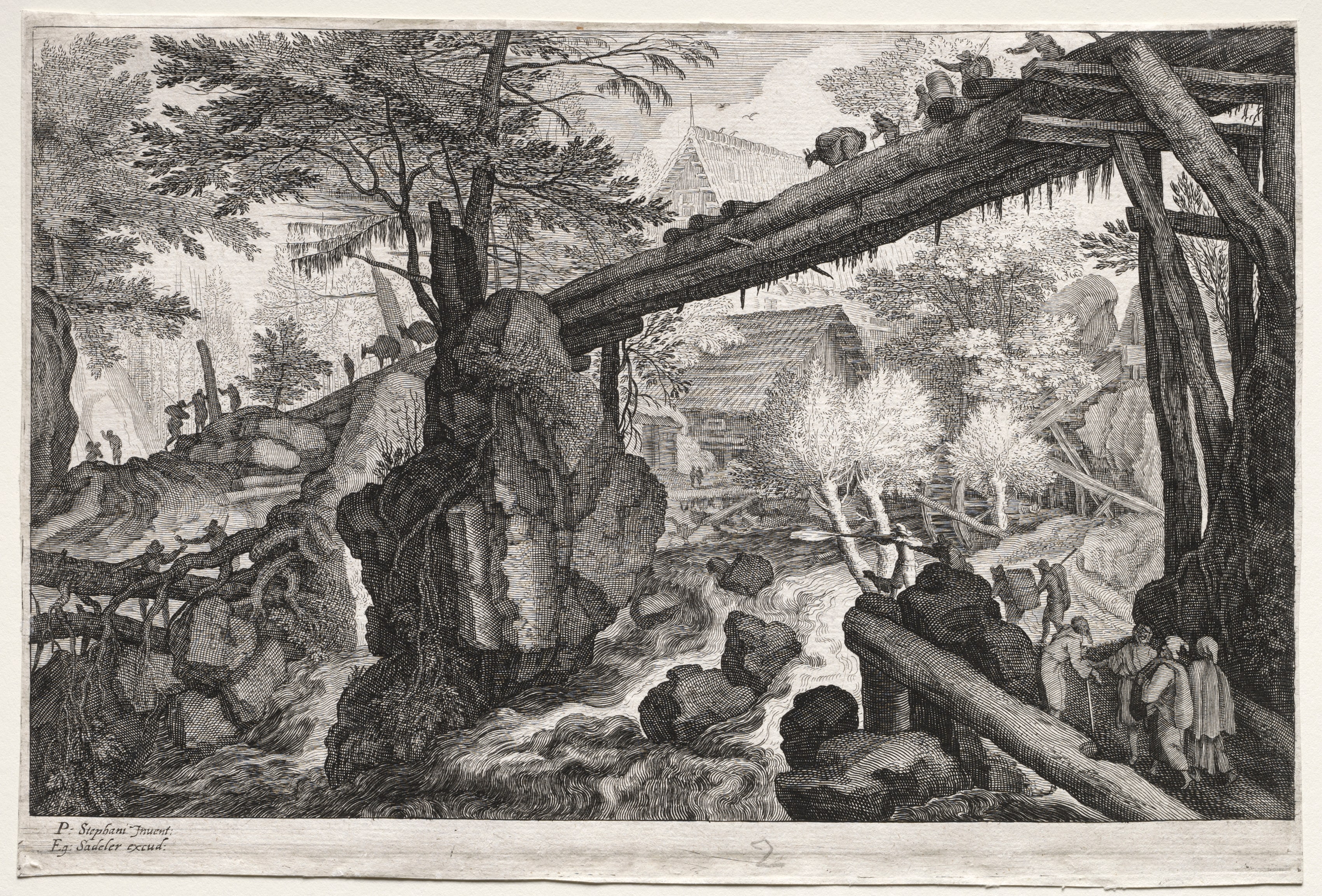 Eight Bohemian Landscapes:  Landscape with Log Bridge over Cataract