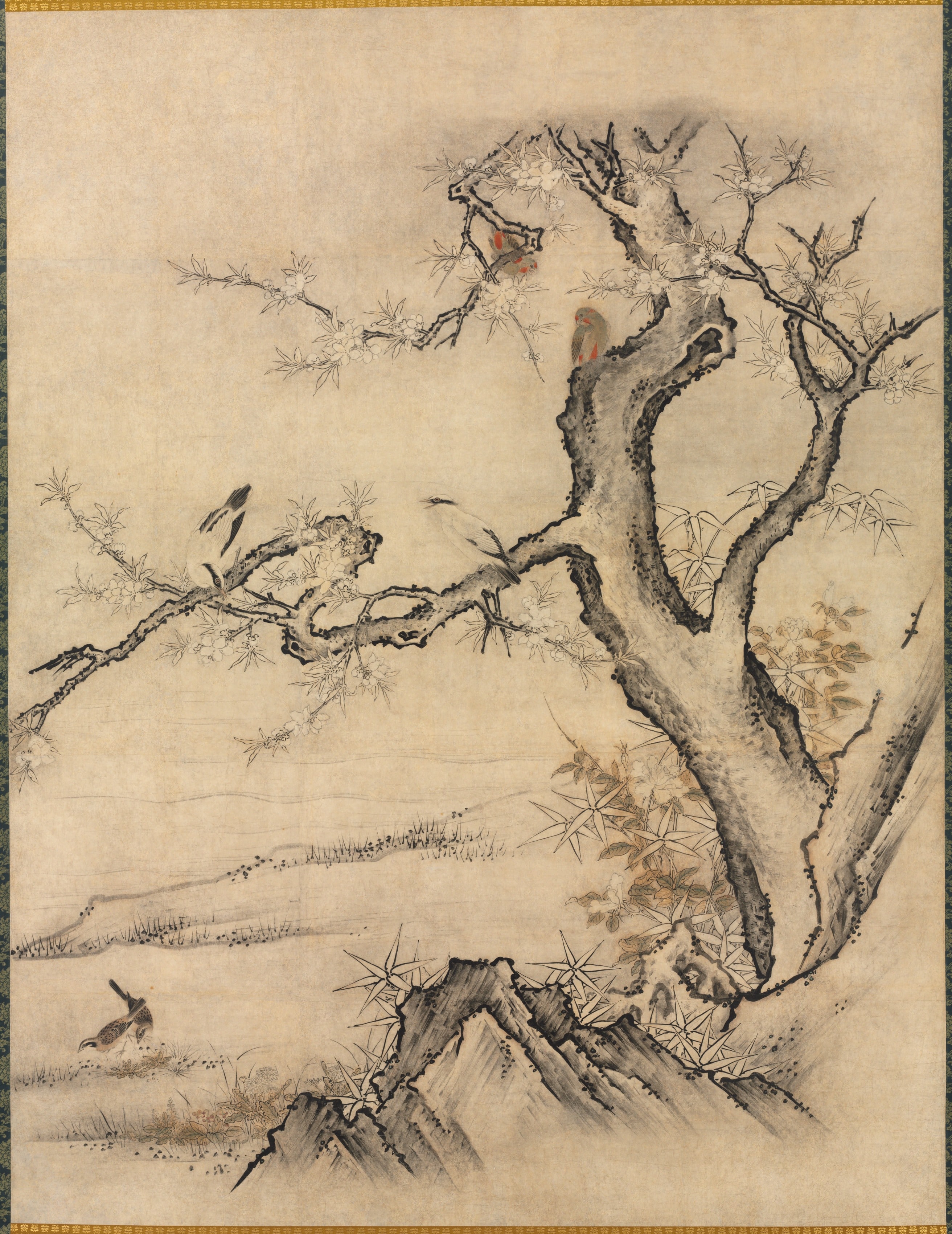 Flowers and Birds in a Spring Landscape