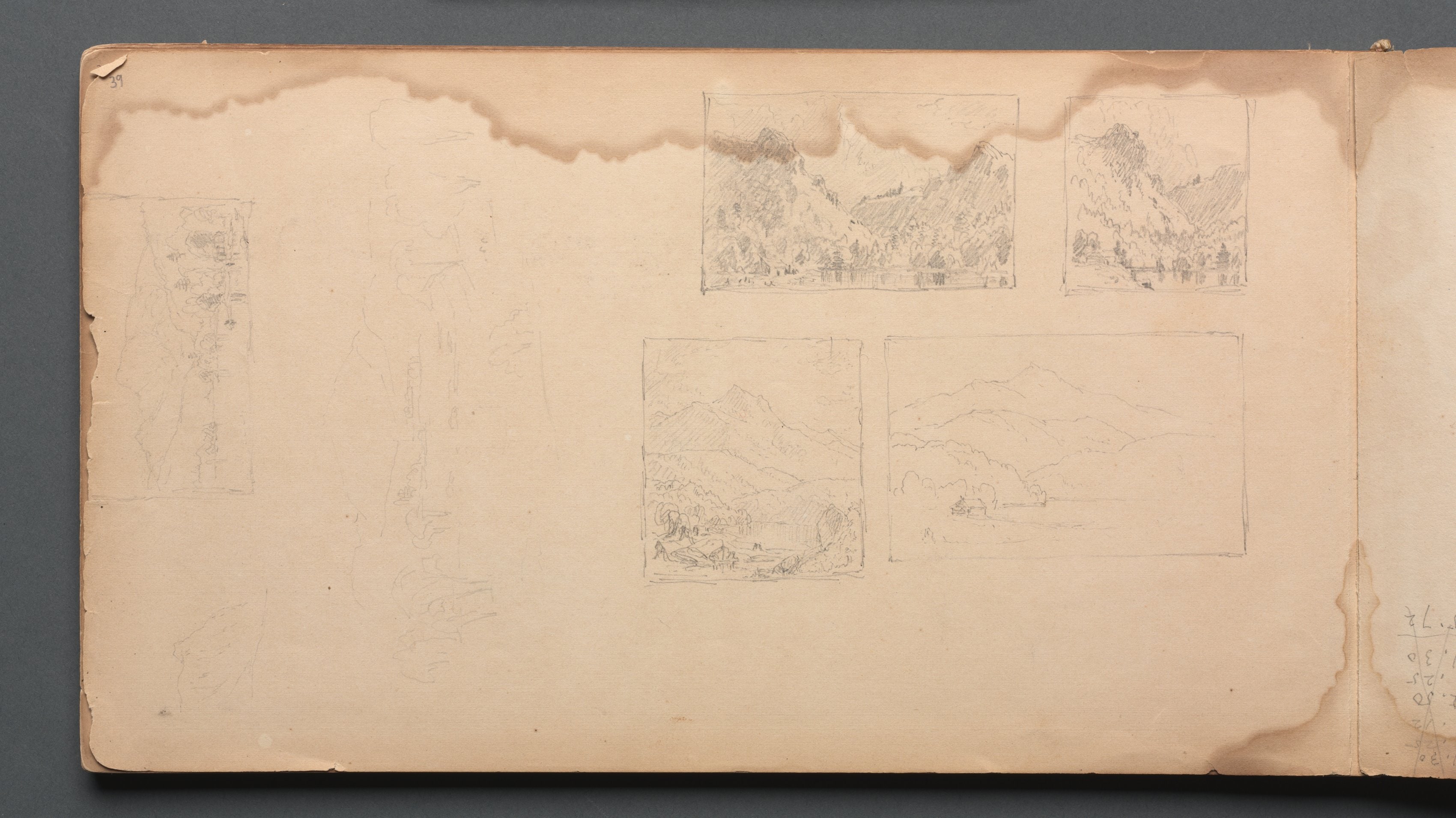 Sketchbook, page 39: Maine Landscape Vignittes