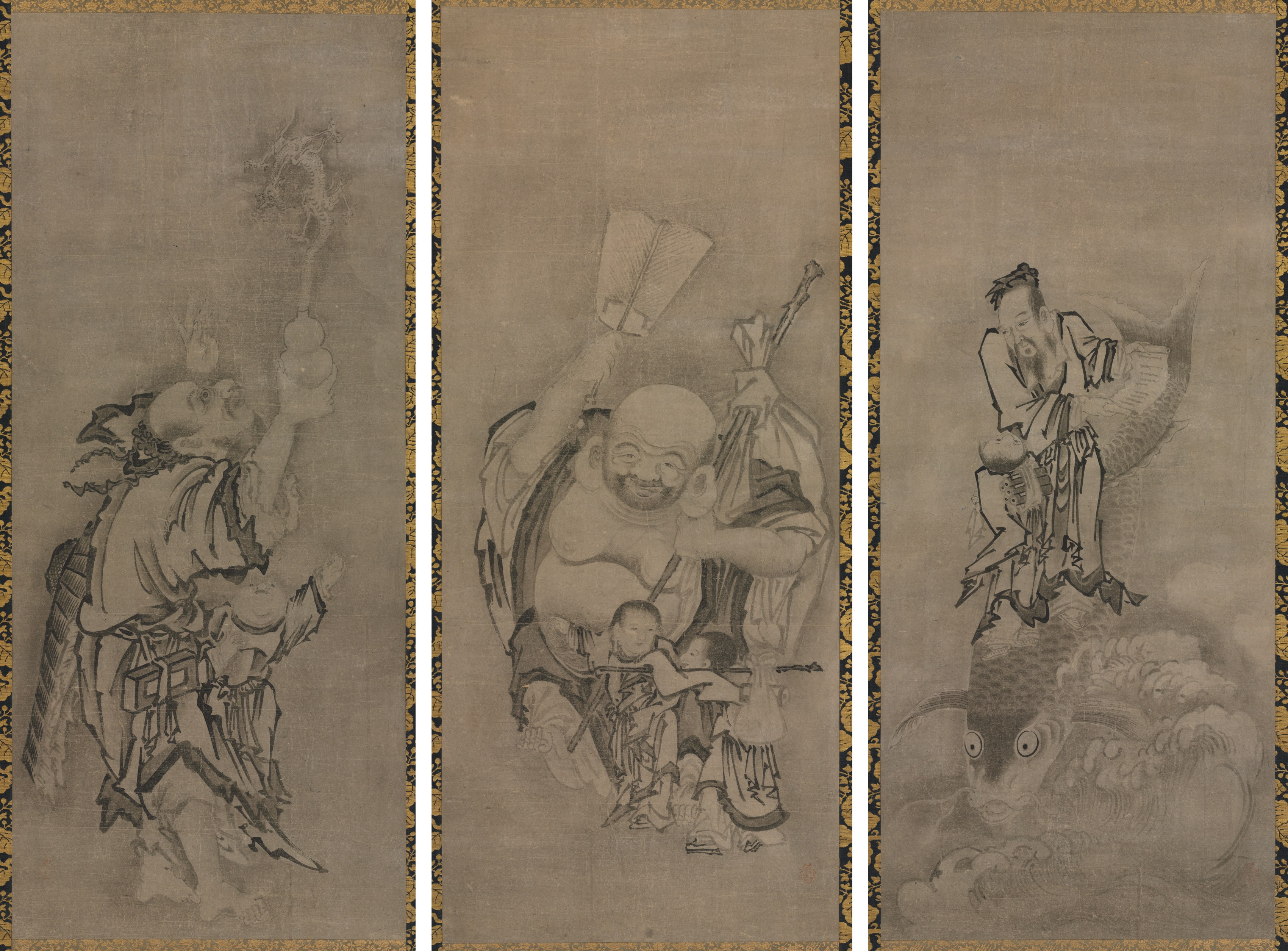 Hotei with Daoist Immortals