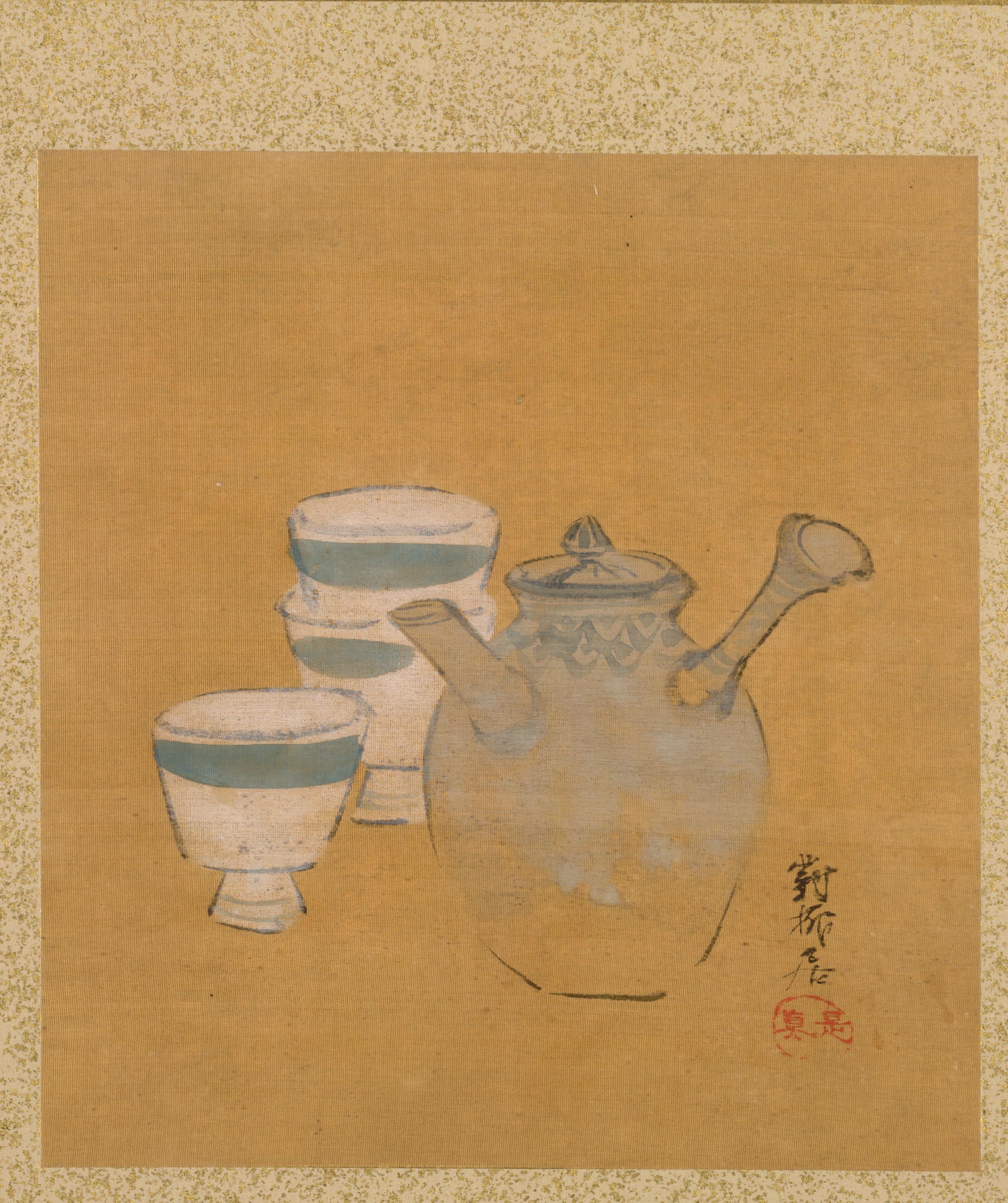 Teapot and Cups from Album of Paintings by the Venerable Zeshin