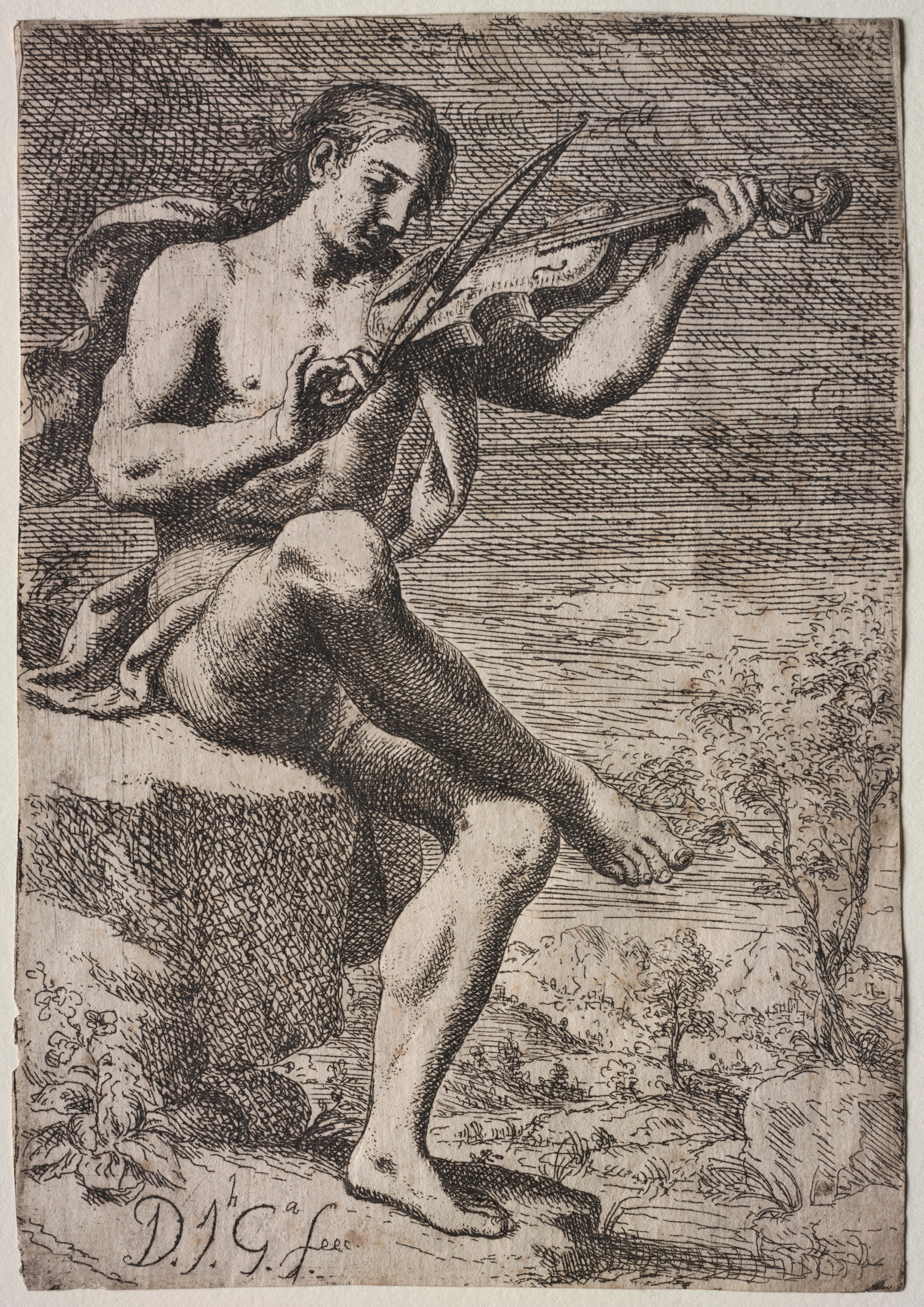 Nude Man Playing a Violin