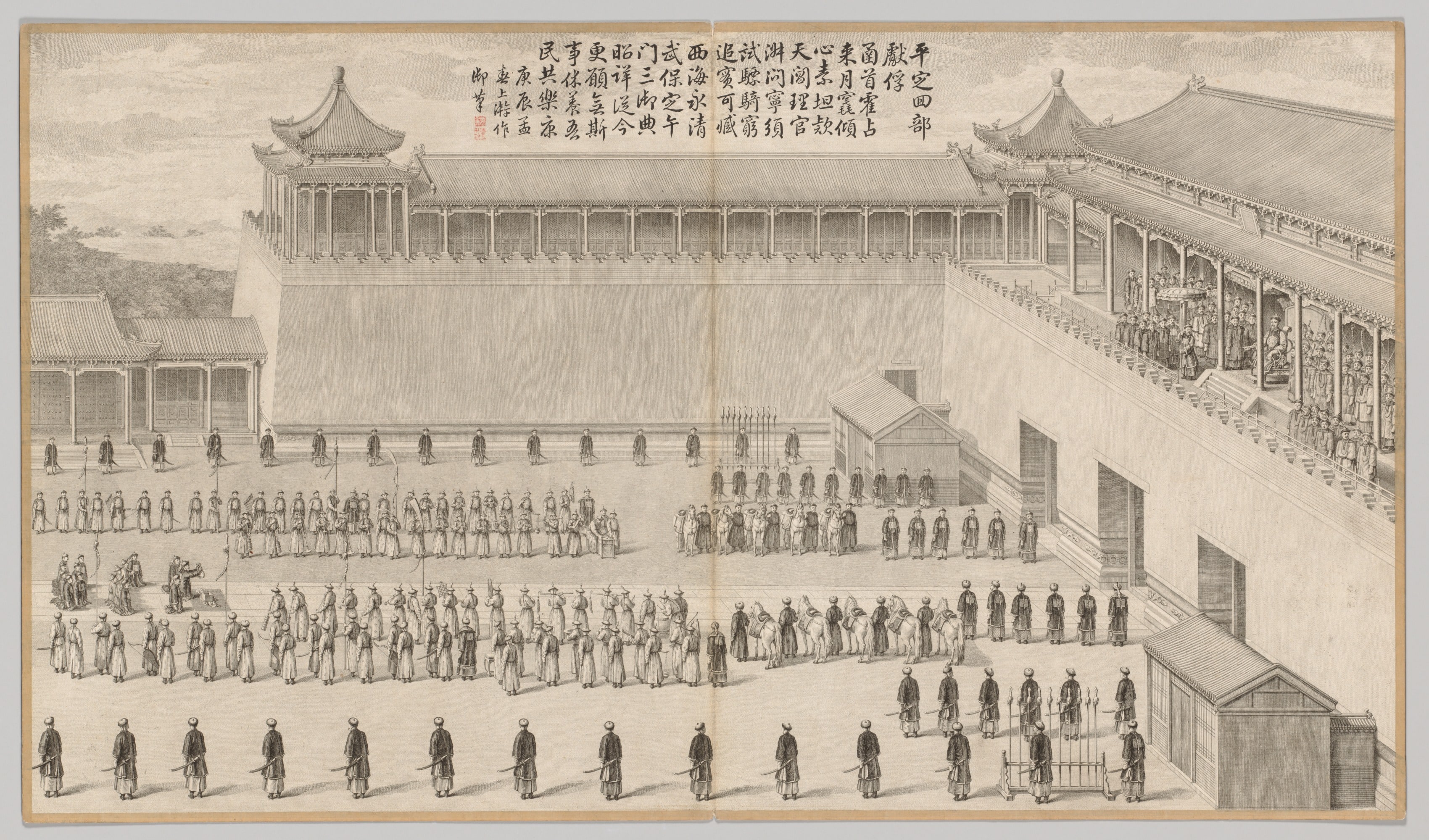 The Presentation of Uigur Captives: from Battle Scenes of the Quelling of Rebellions in the Western Regions, with Imperial Poems