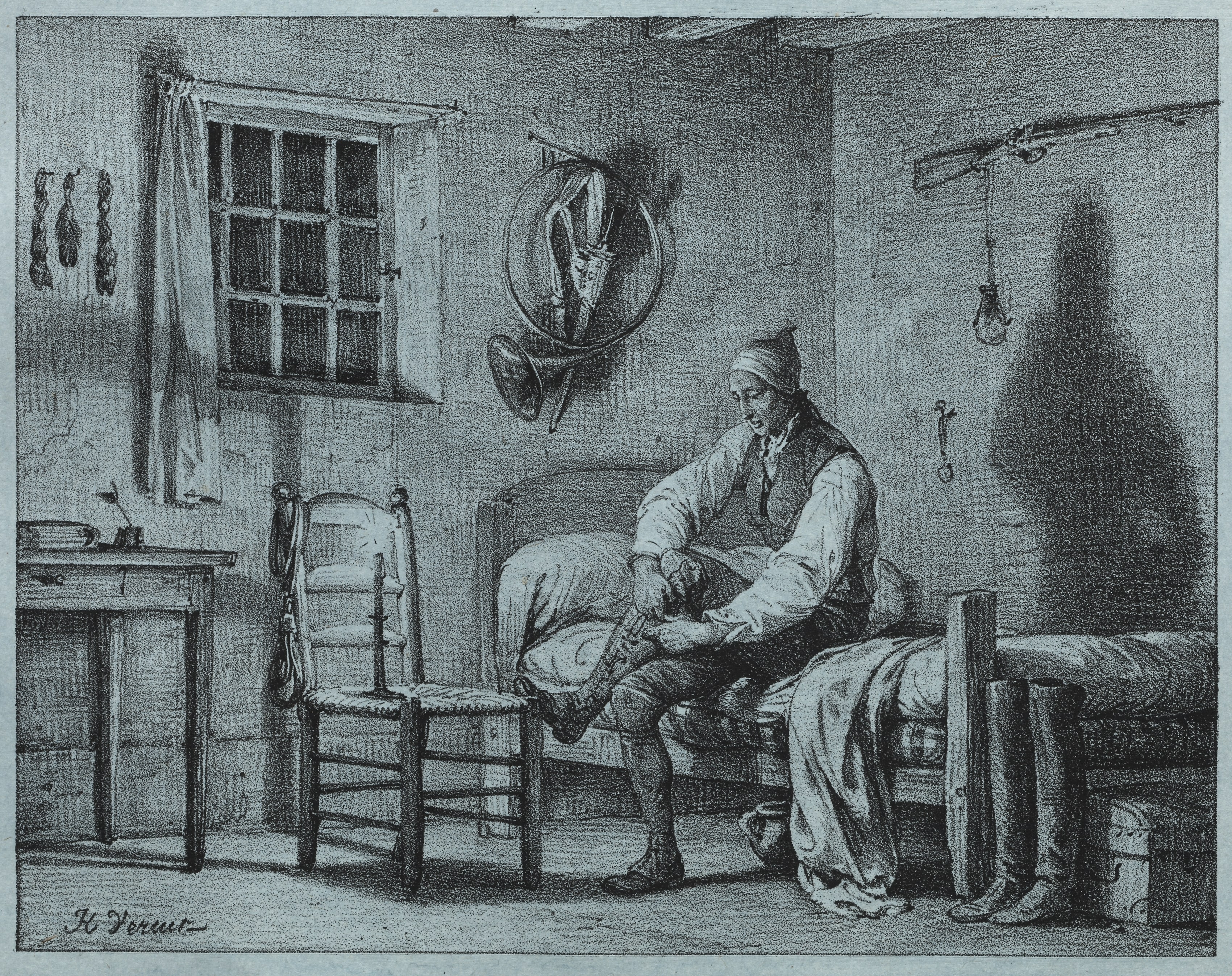 The Man-Servant of Limier Rising from Bed