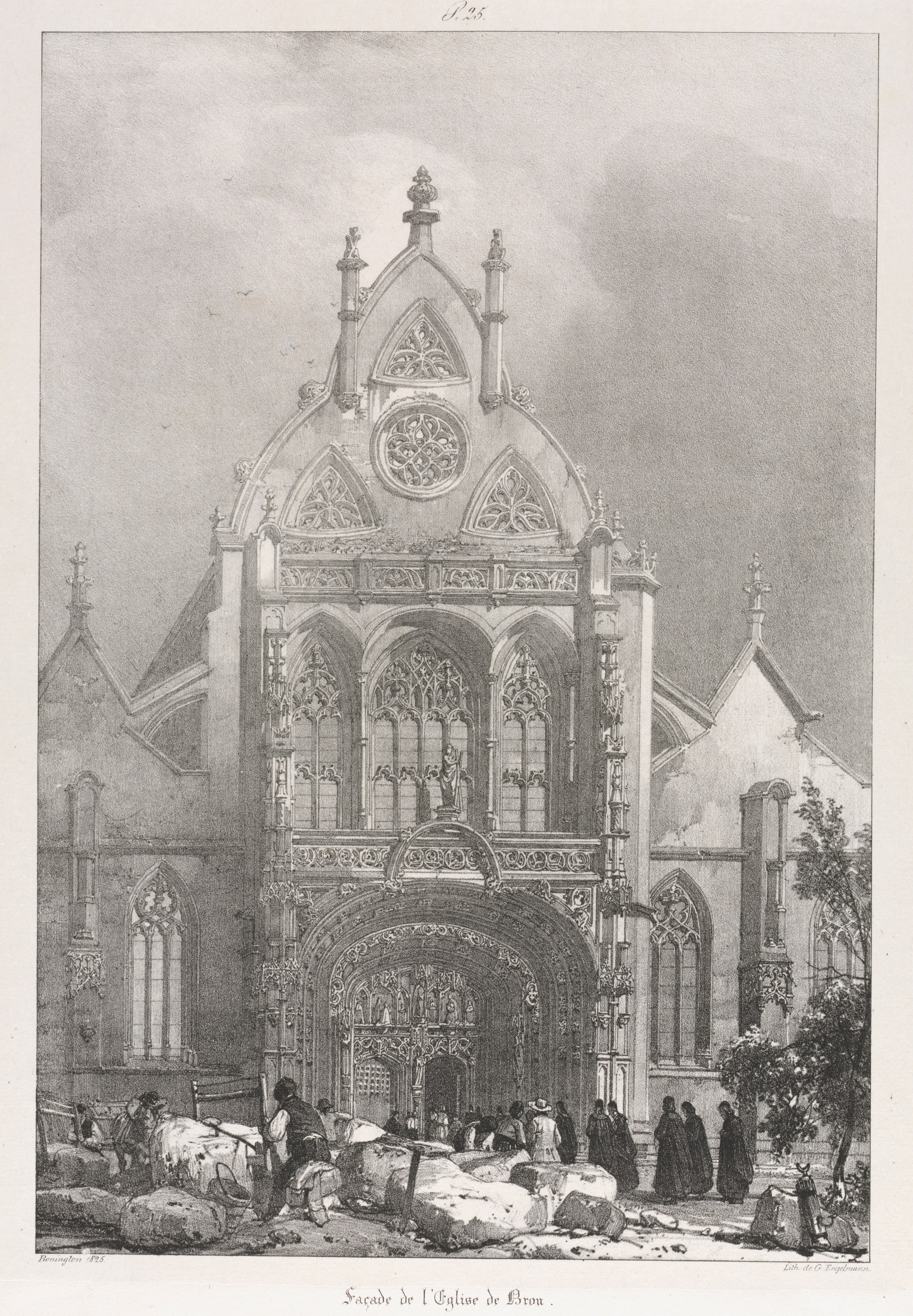 Picturesque and Romantic Trips in Old France, Franche-Compté: Front of the Church at Brou 