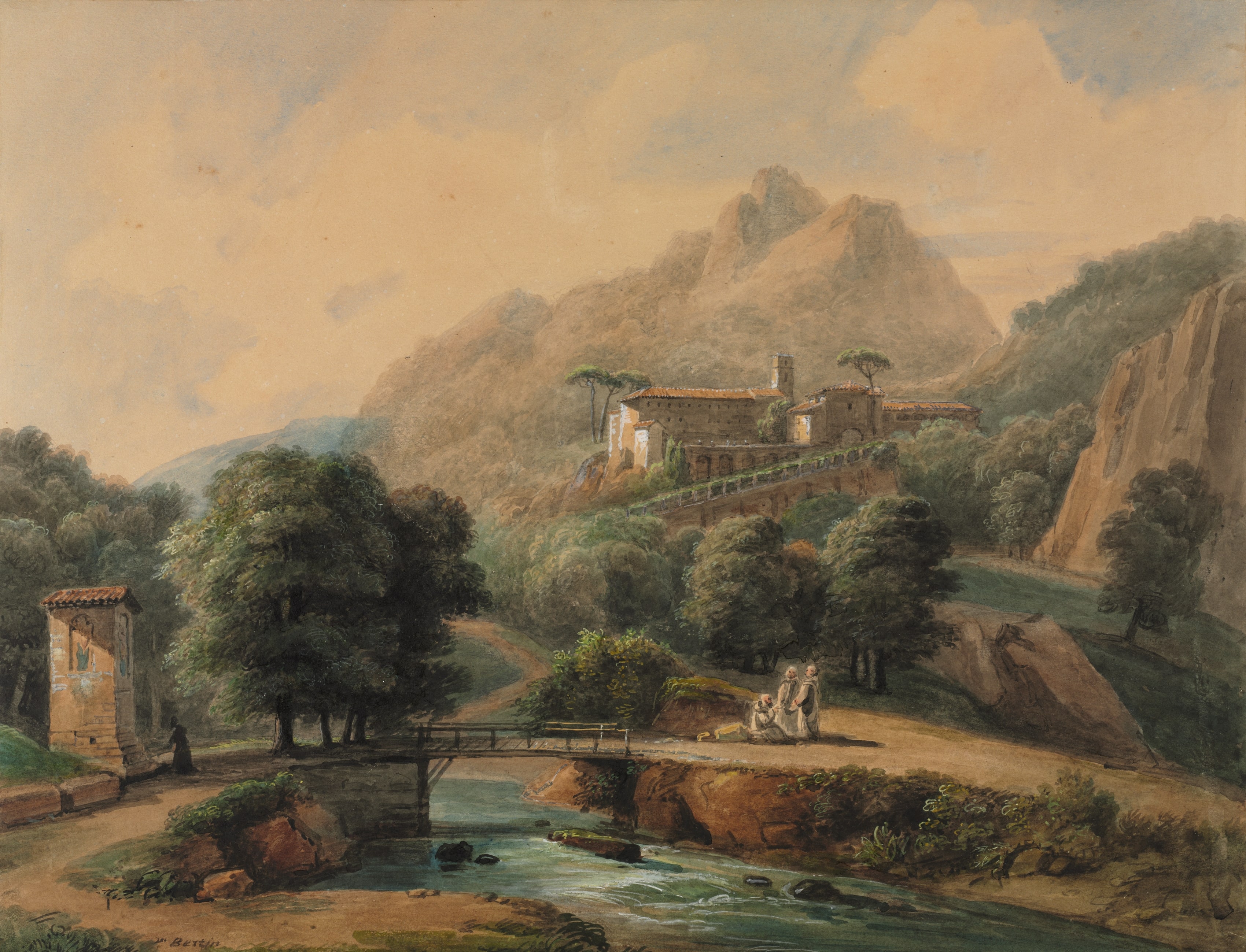 Paysage Italien: L'Abbaye et Les Religieux