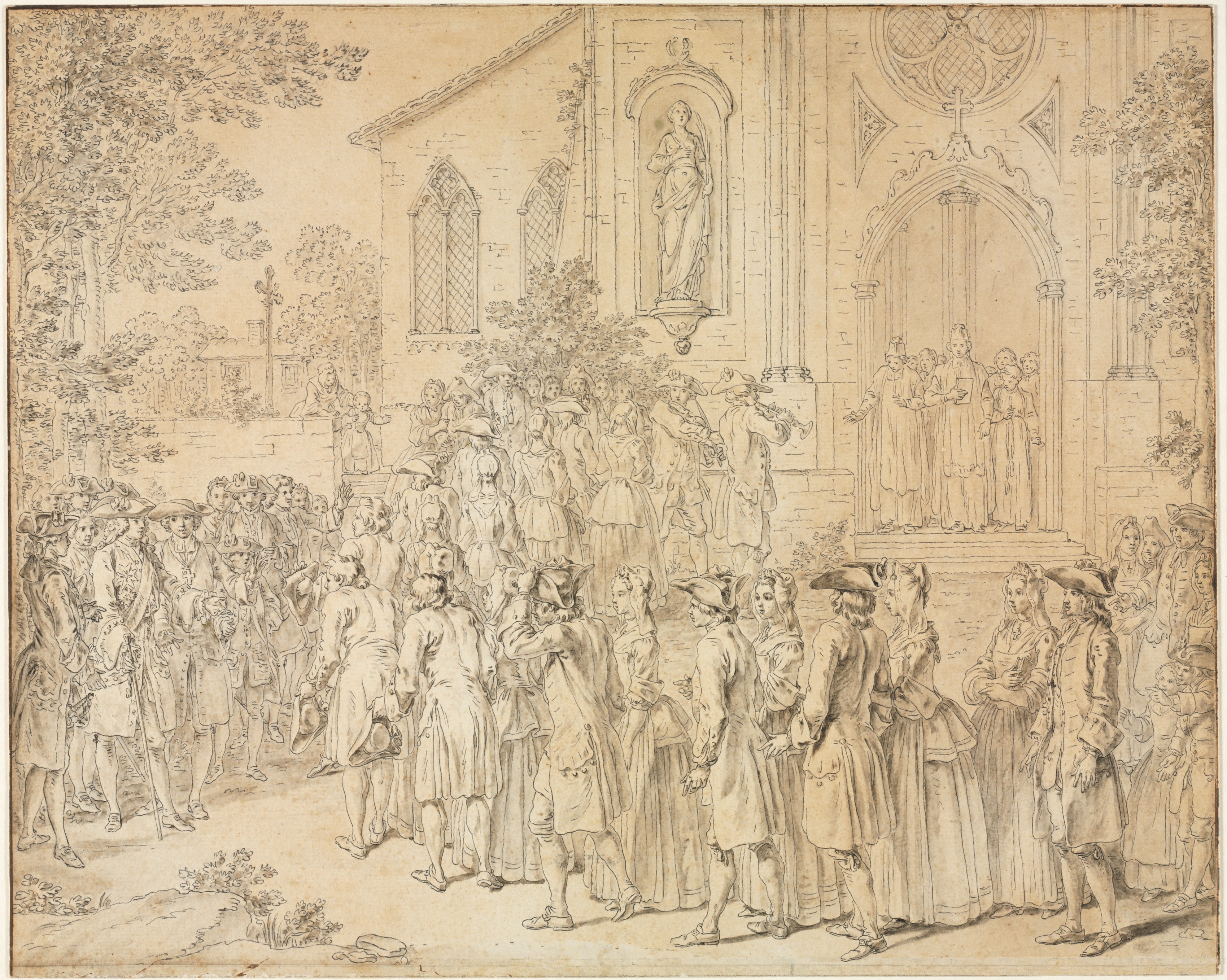 A Procession Entering a Church